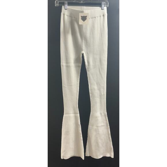 Lita by Ciara‎ NWT Rib Organic Cotton Flare Pants In Milk Size Small MSRP $228 - Picture 1 of 4